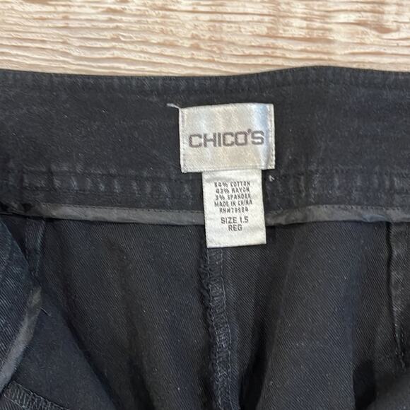 CHICO'S Black Wide Leg Dress Pants Size 10/Chico's 1.5 - Picture 3 of 9
